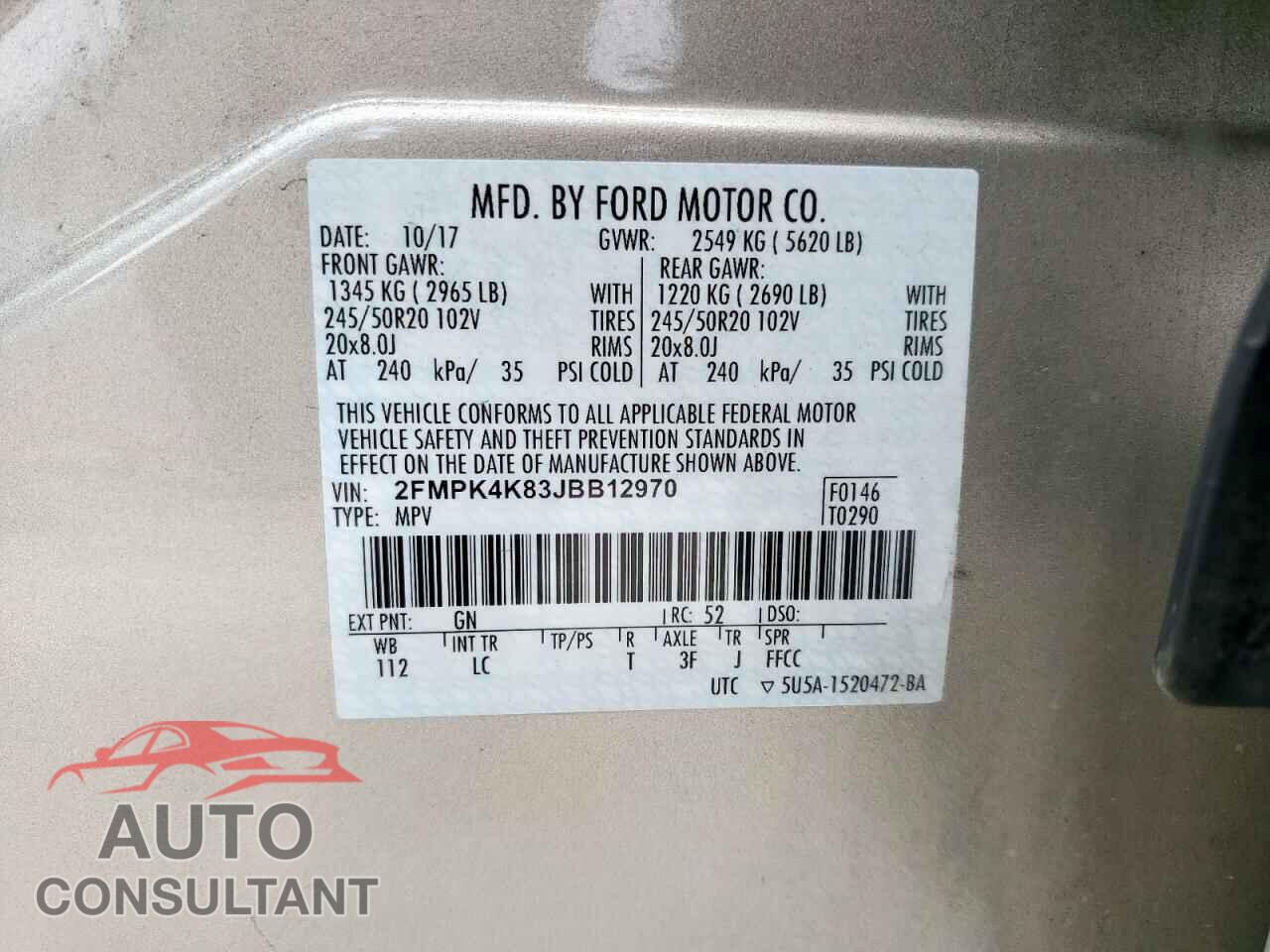 FORD EDGE 2018 - 2FMPK4K83JBB12970