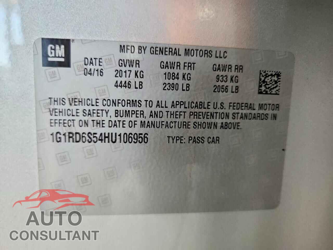 CHEVROLET VOLT 2017 - 1G1RD6S54HU106956