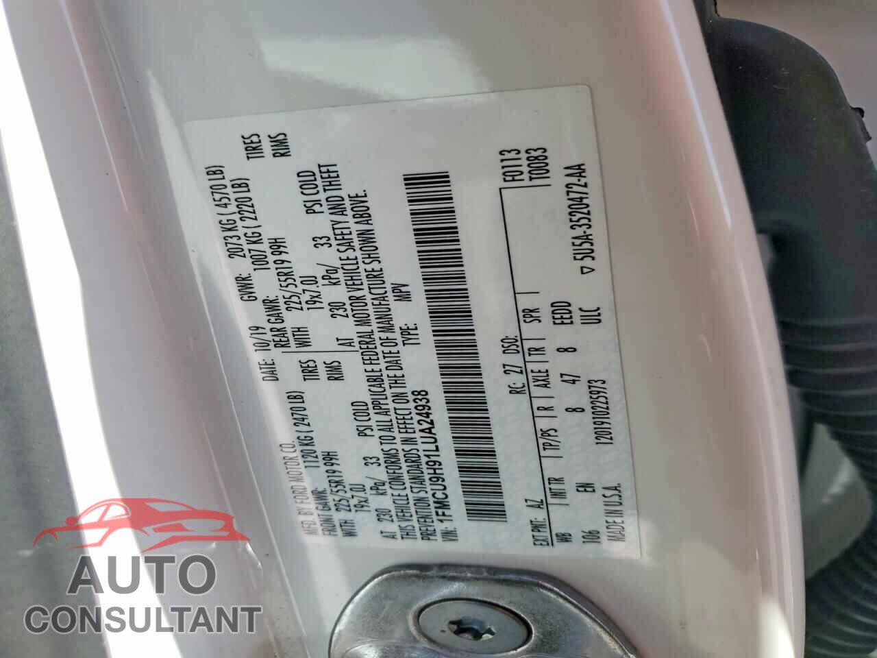FORD ESCAPE 2020 - 1FMCU9H91LUA24938