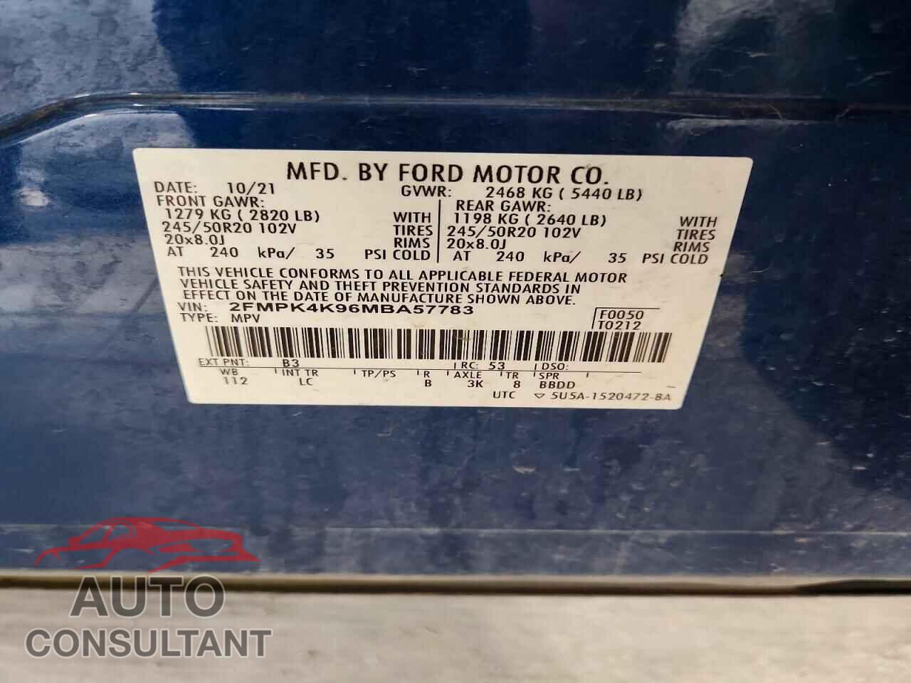 FORD EDGE 2021 - 2FMPK4K96MBA57783