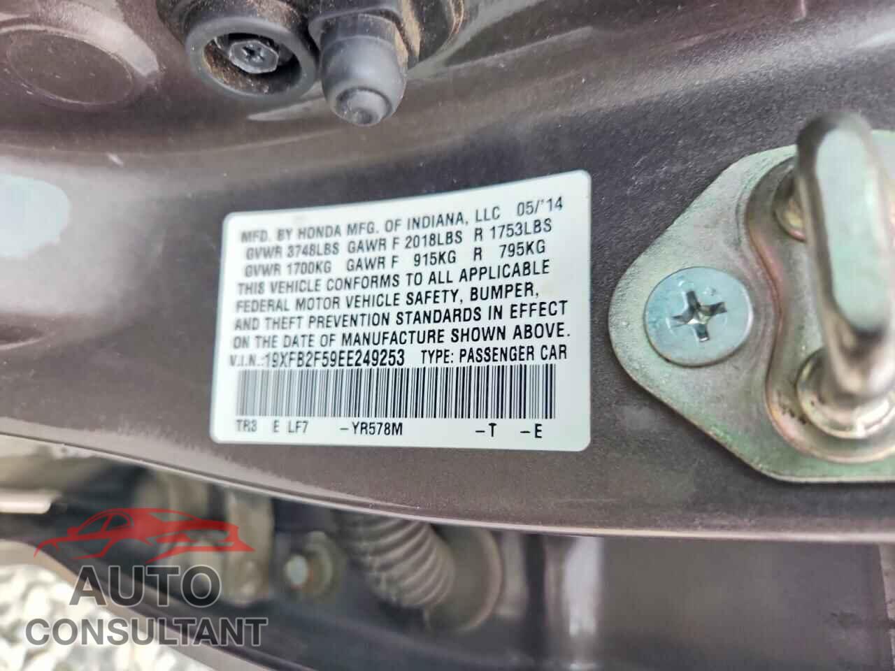 HONDA CIVIC 2014 - 19XFB2F59EE249253