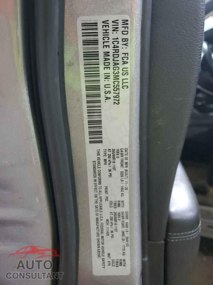 DODGE DURANGO 2021 - 1C4RDJAG3MC557972