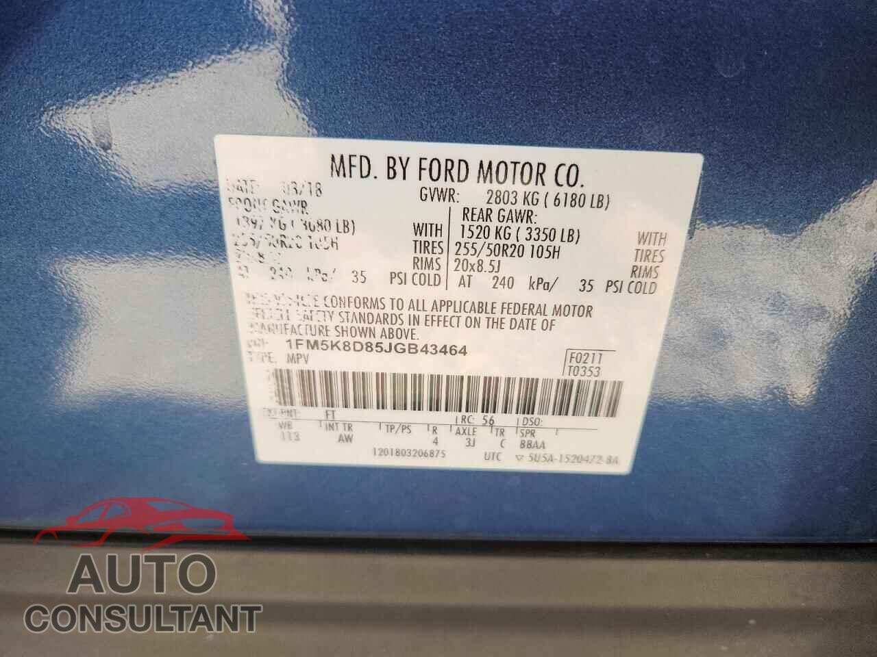 FORD EXPLORER 2018 - 1FM5K8D85JGB43464