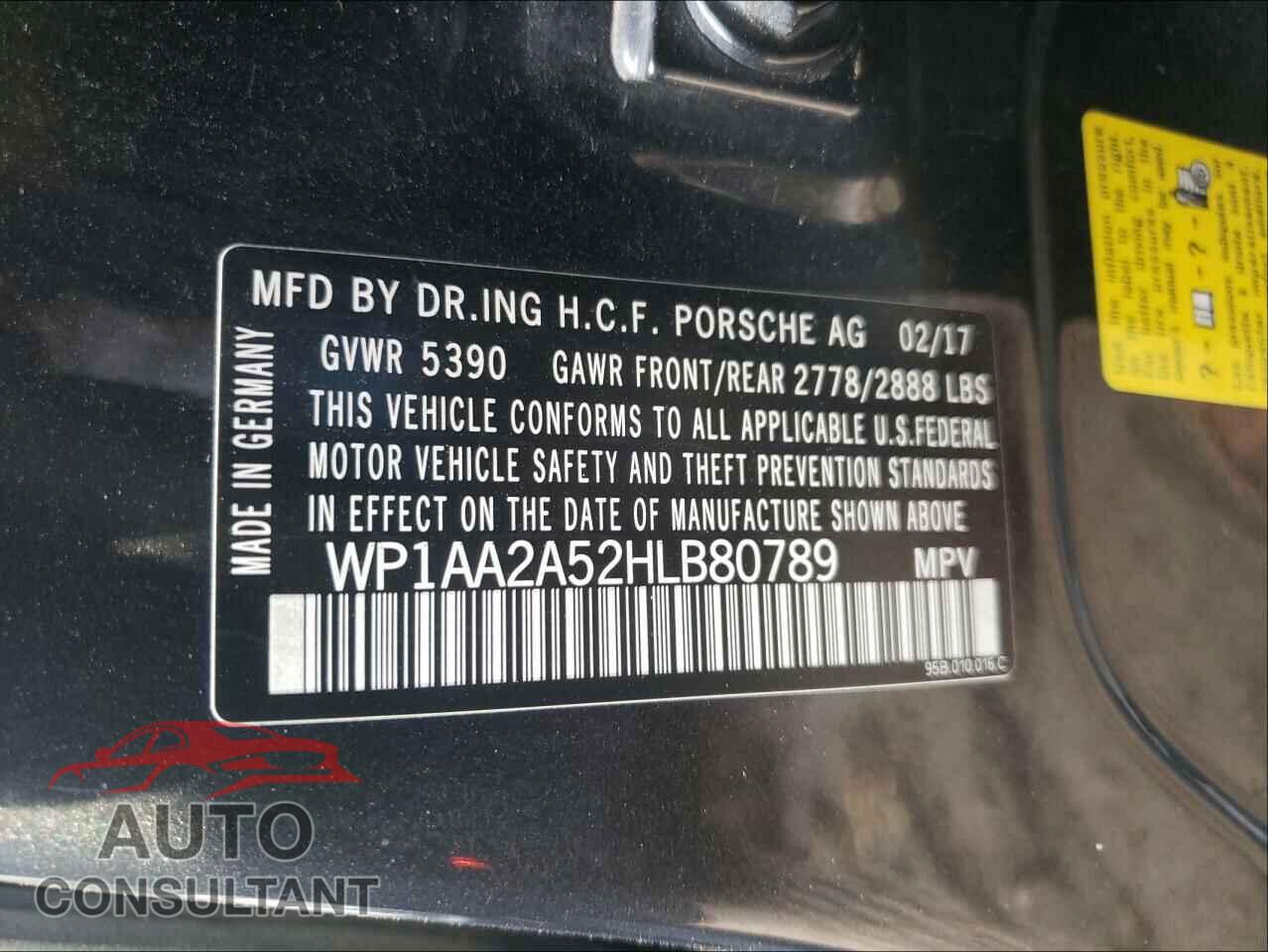 PORSCHE MACAN 2017 - WP1AA2A52HLB80789