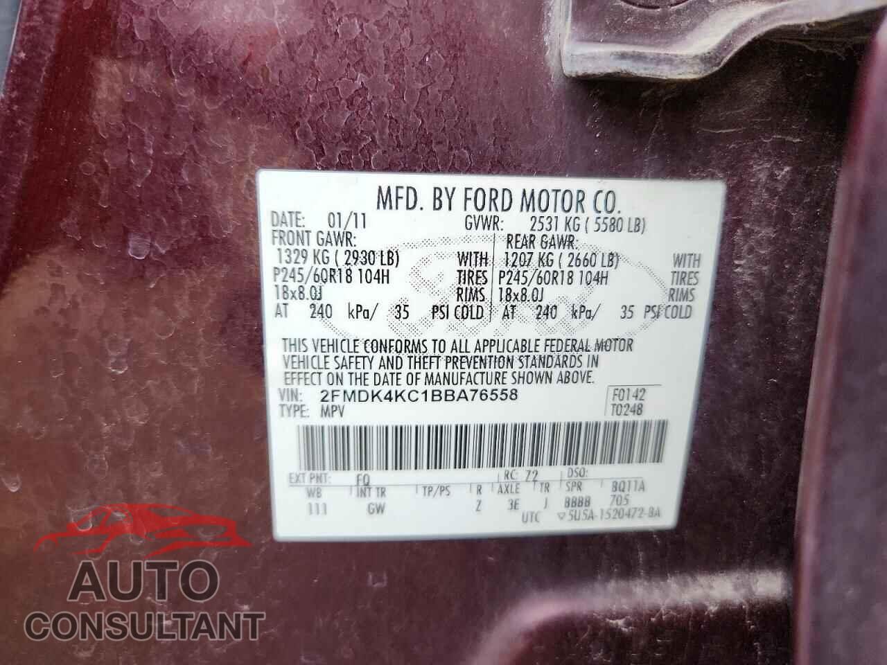 FORD EDGE 2011 - 2FMDK4KC1BBA76558