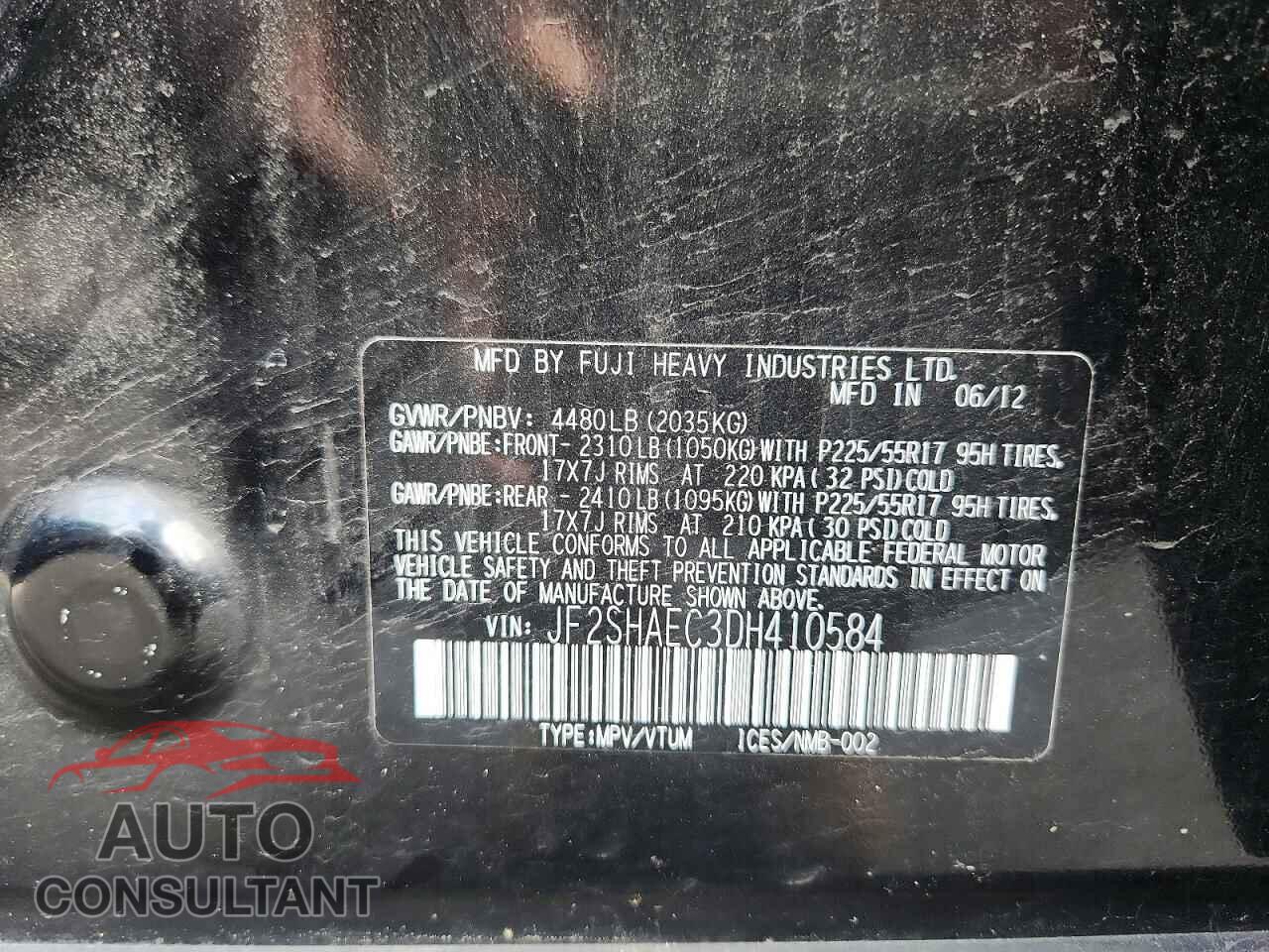 SUBARU FORESTER 2013 - JF2SHAEC3DH410584