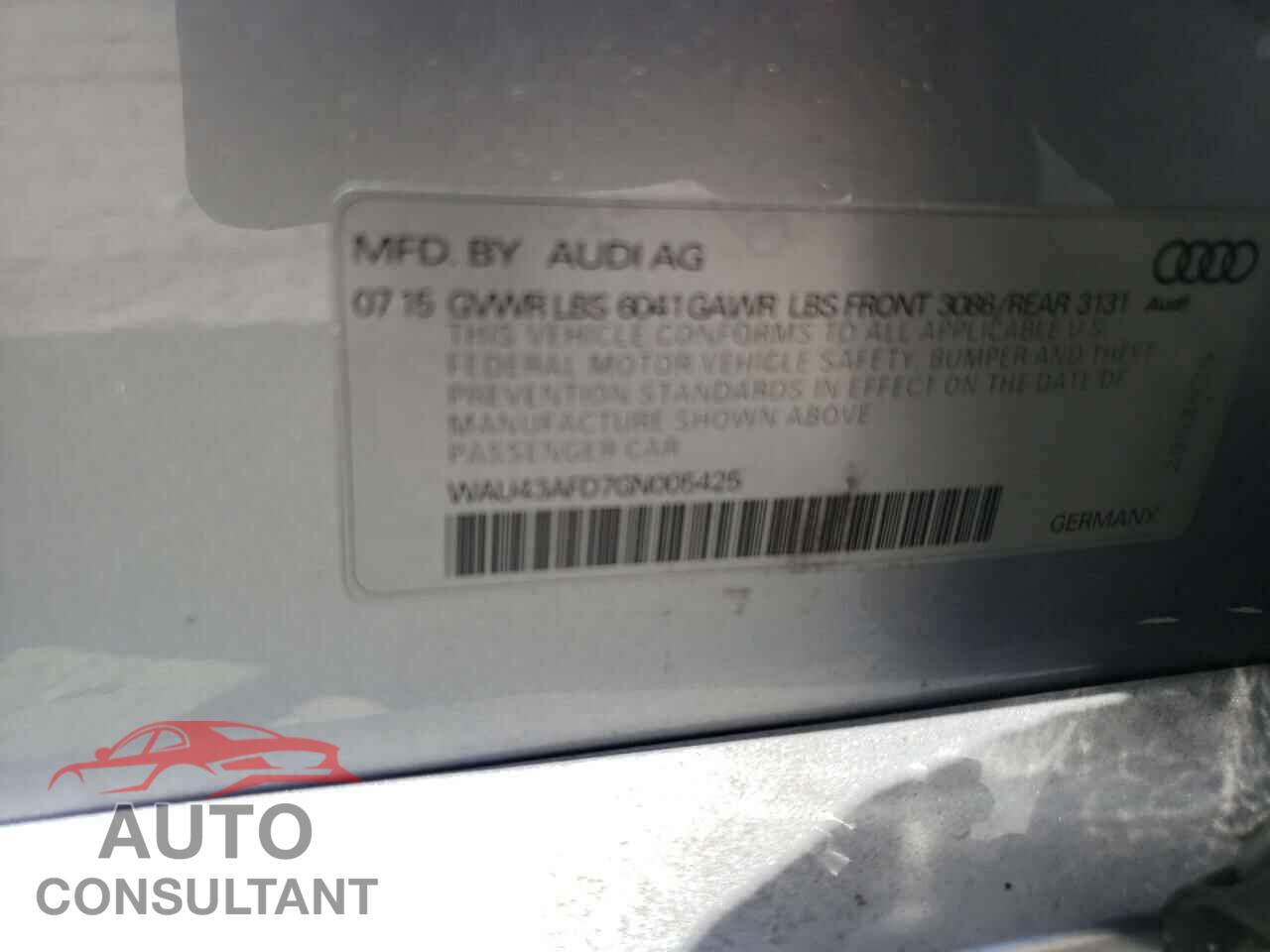AUDI A8 2016 - WAU43AFD7GN005425