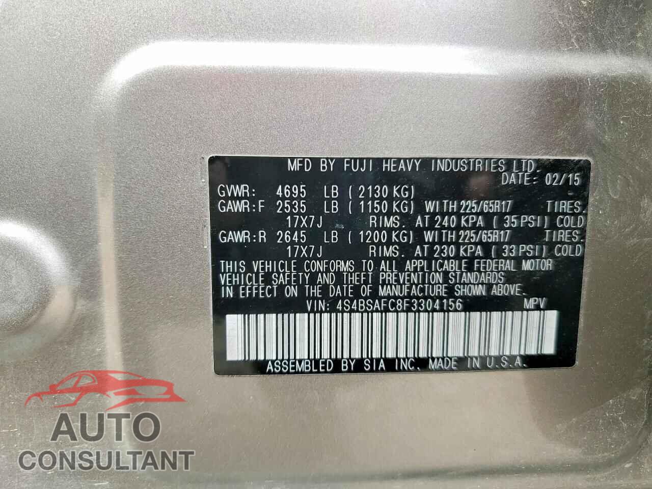 SUBARU OUTBACK 2. 2015 - 4S4BSAFC8F3304156
