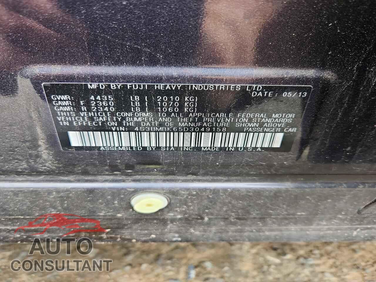 SUBARU LEGACY 2013 - 4S3BMBK65D3049158