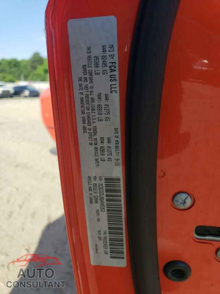 DODGE CHALLENGER 2016 - 2C3CDZDJ9GH345353