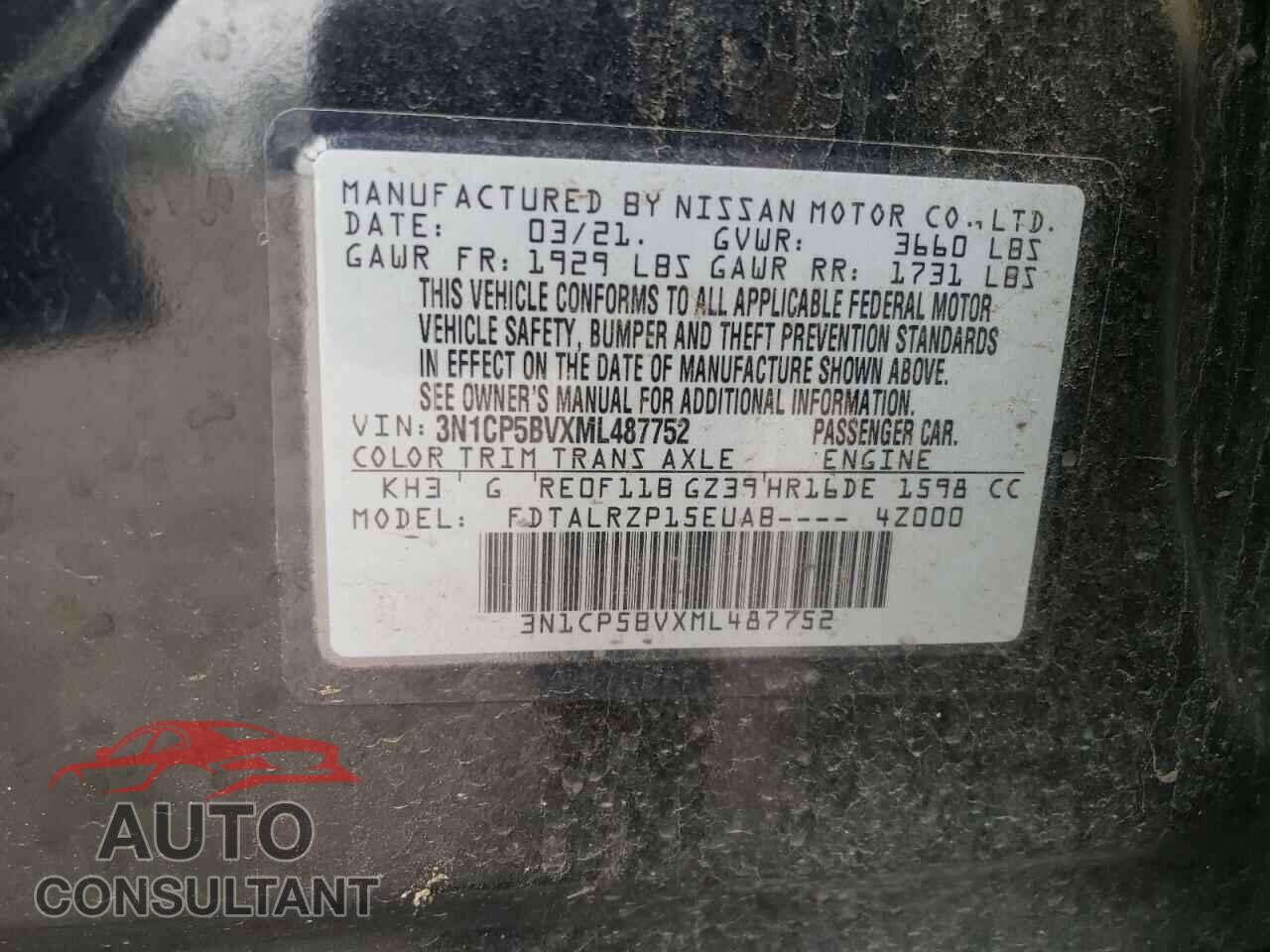 NISSAN KICKS 2021 - 3N1CP5BVXML487752
