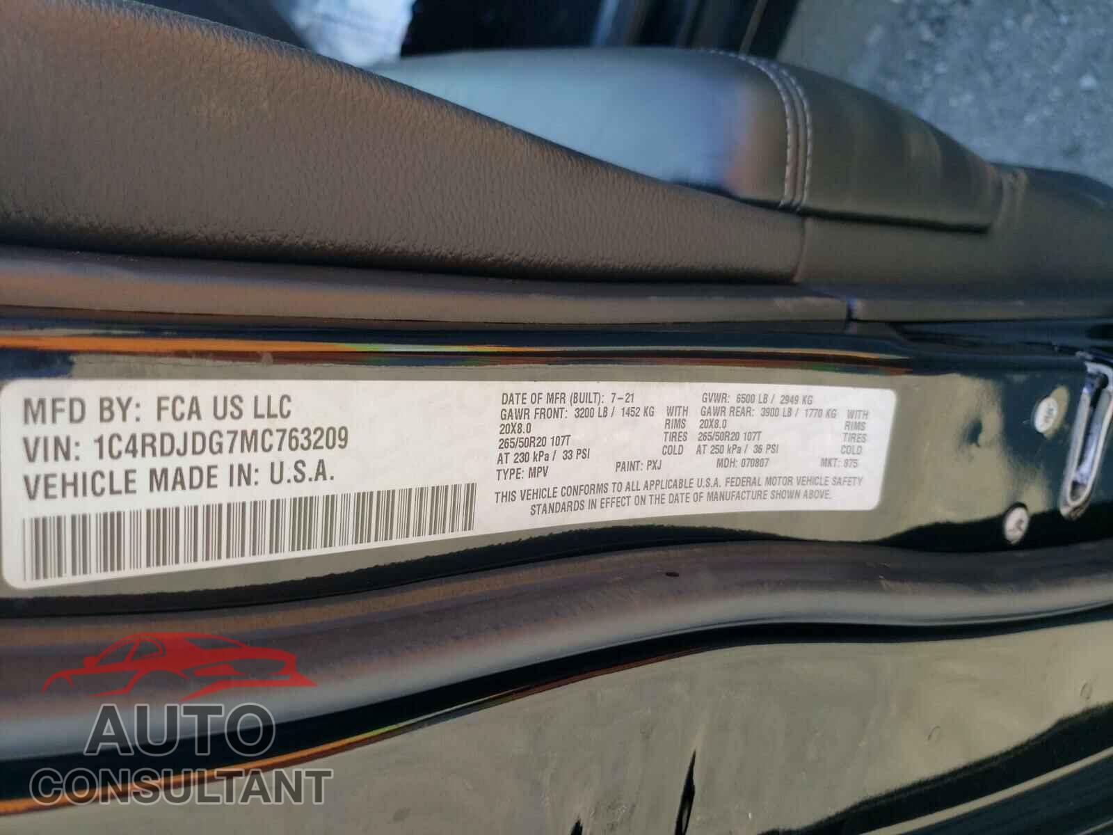 DODGE DURANGO 2021 - 1C4RDJDG7MC763209