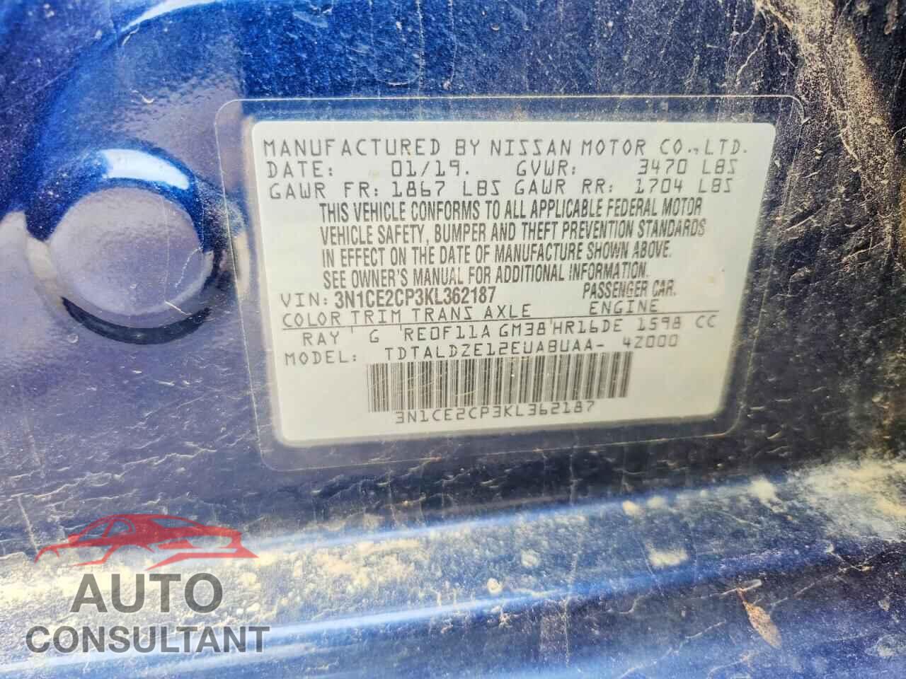 NISSAN VERSA 2019 - 3N1CE2CP3KL362187