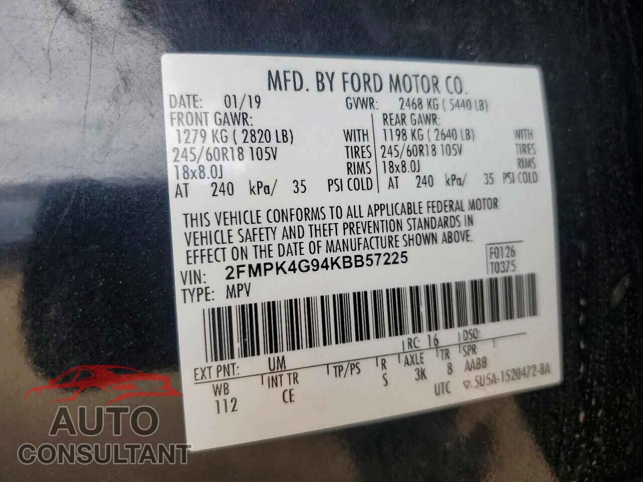 FORD EDGE 2019 - 2FMPK4G94KBB57225