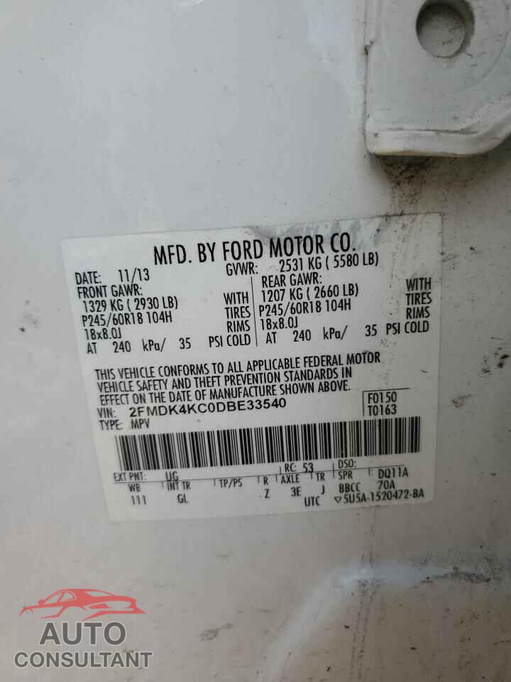 FORD EDGE 2013 - 2FMDK4KC0DBE33540