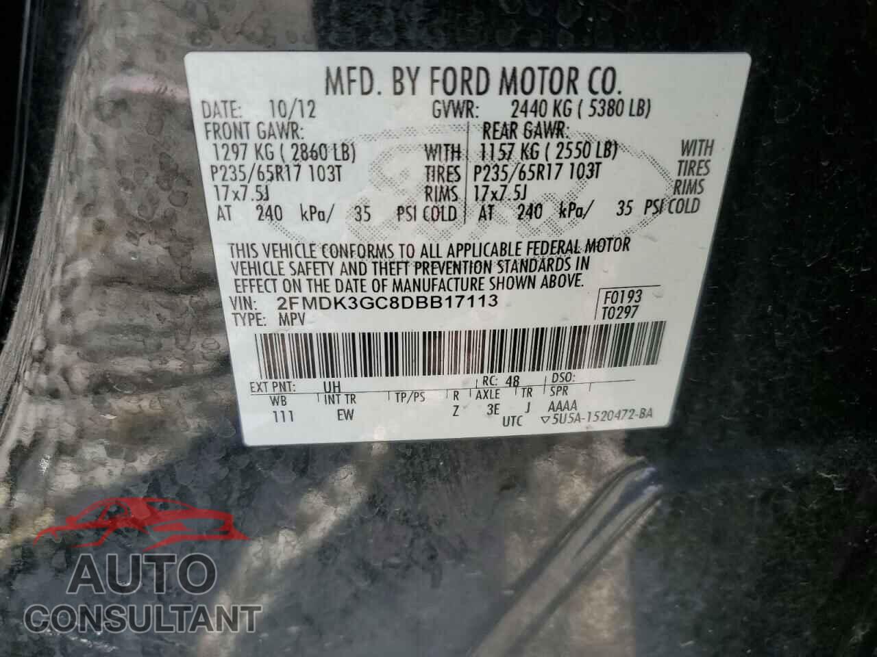 FORD EDGE 2013 - 2FMDK3GC8DBB17113