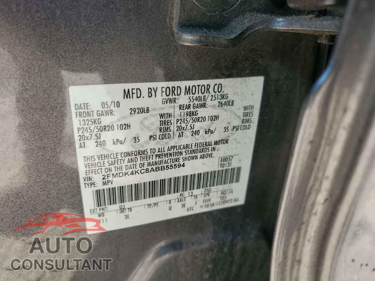 FORD EDGE 2010 - 2FMDK4KC8ABB55594