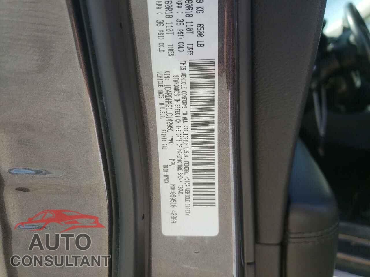 DODGE DURANGO 2020 - 1C4RDHAG1LC142091