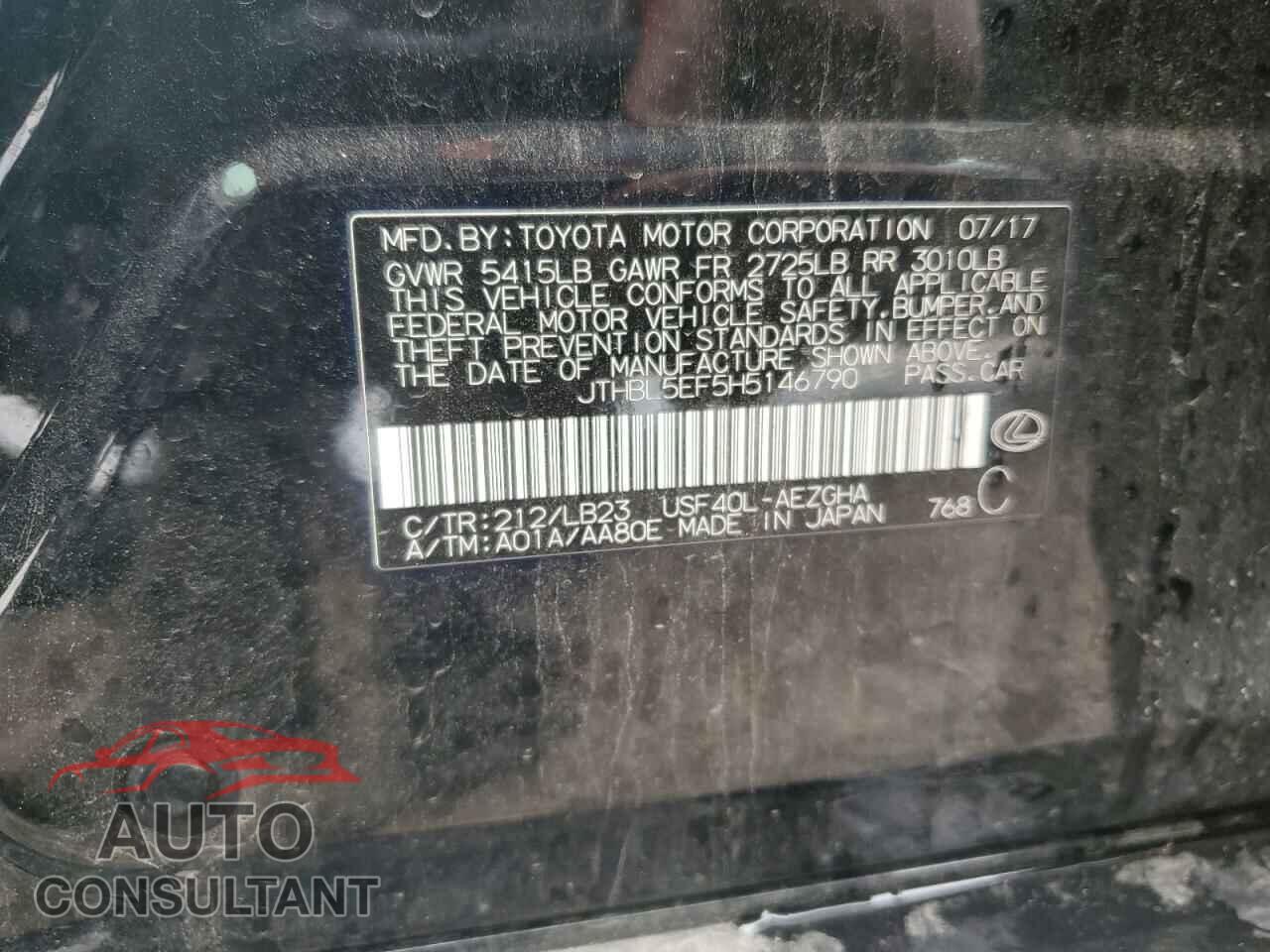 LEXUS LS460 2017 - JTHBL5EF5H5146790