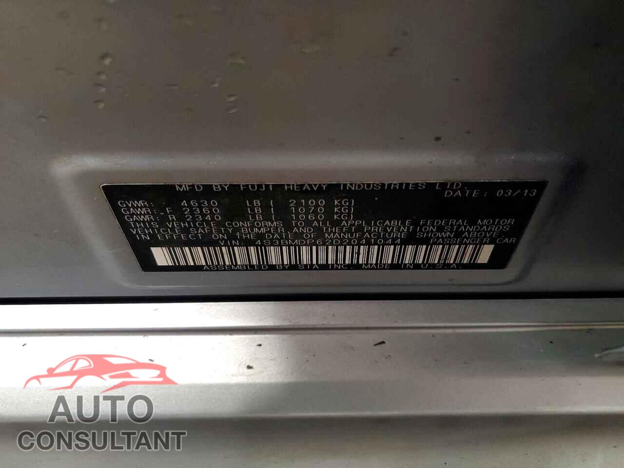 SUBARU LEGACY 2013 - 4S3BMDP62D2041044