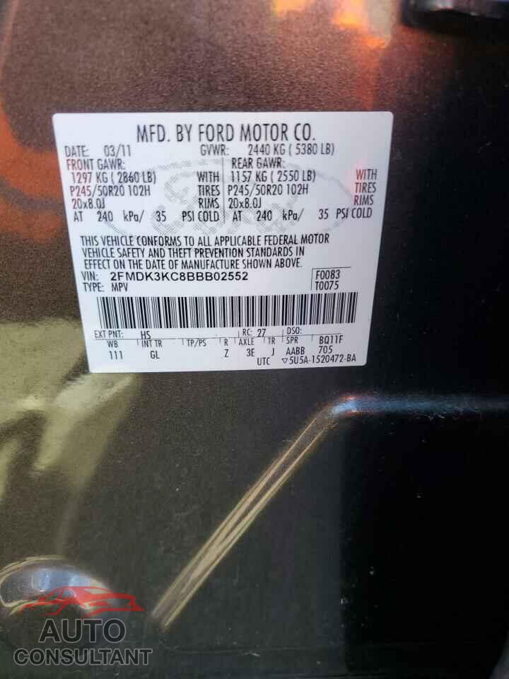 FORD EDGE 2011 - 2FMDK3KC8BBB02552