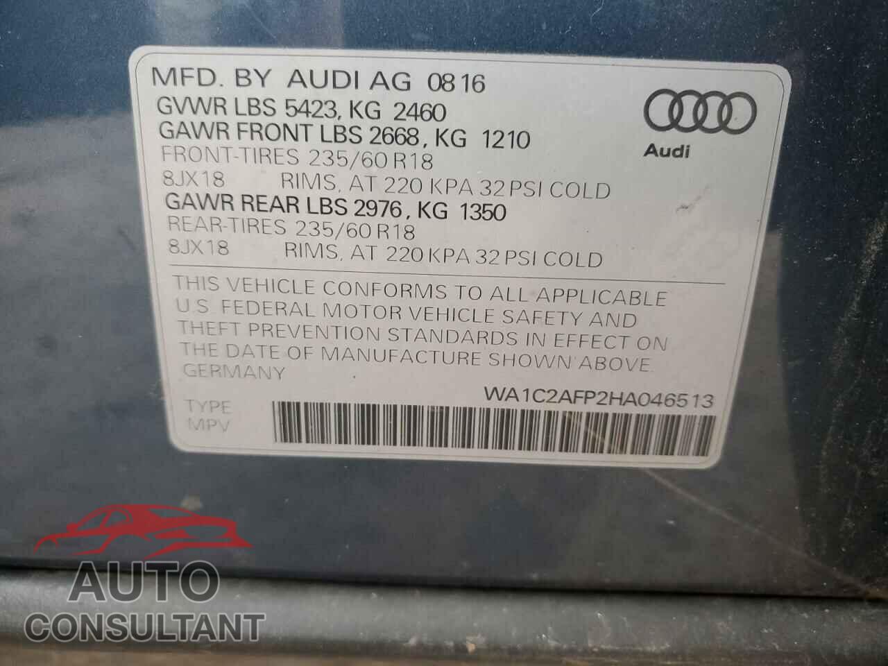 AUDI Q5 2017 - WA1C2AFP2HA046513