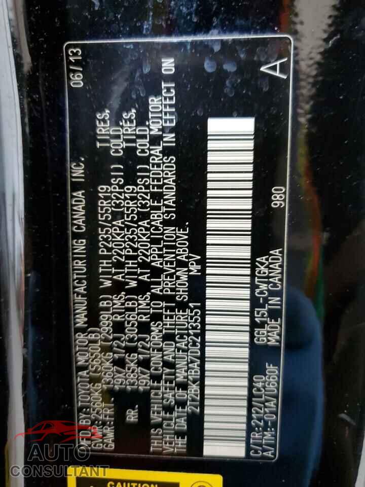 LEXUS RX350 2013 - 2T2BK1BA7DC213551