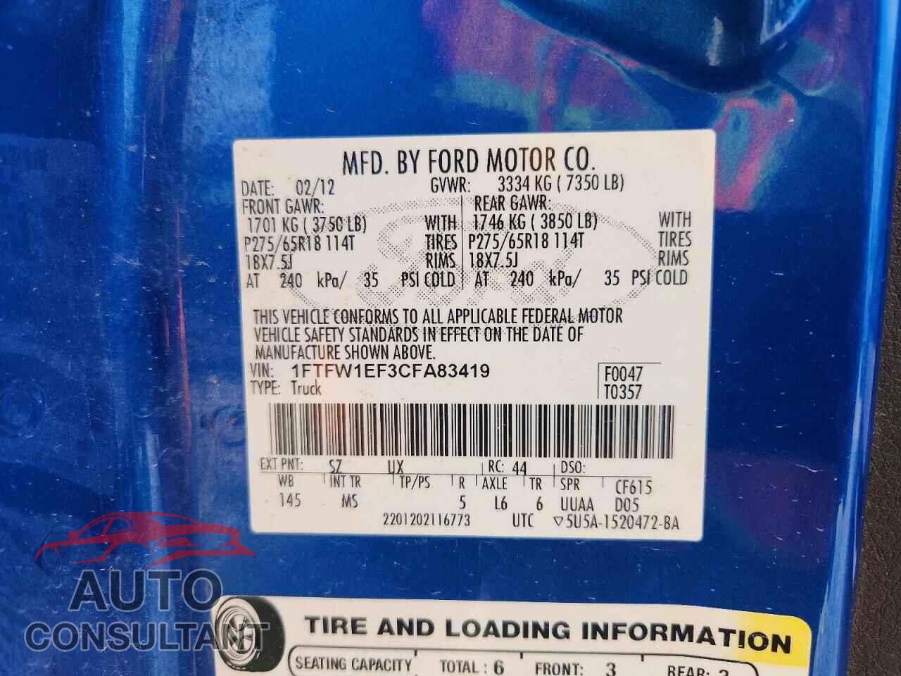 FORD F150 2012 - 1FTFW1EF3CFA83419