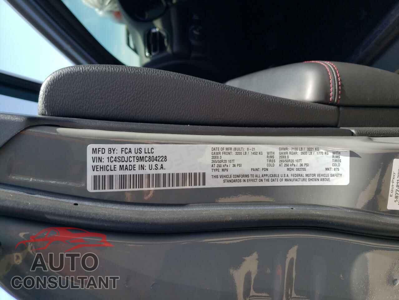 DODGE DURANGO 2021 - 1C4SDJCT9MC804228