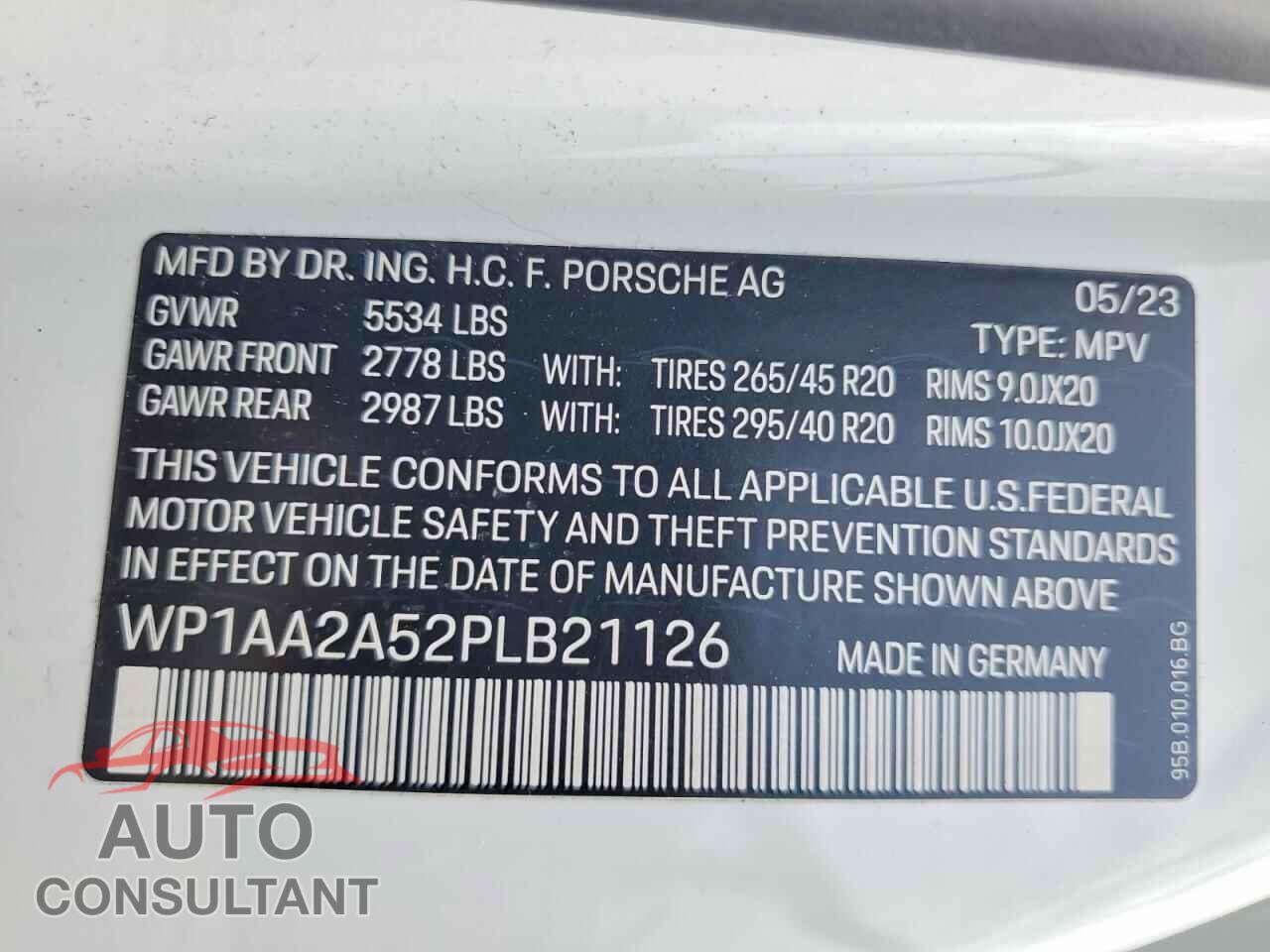 PORSCHE MACAN 2023 - WP1AA2A52PLB21126
