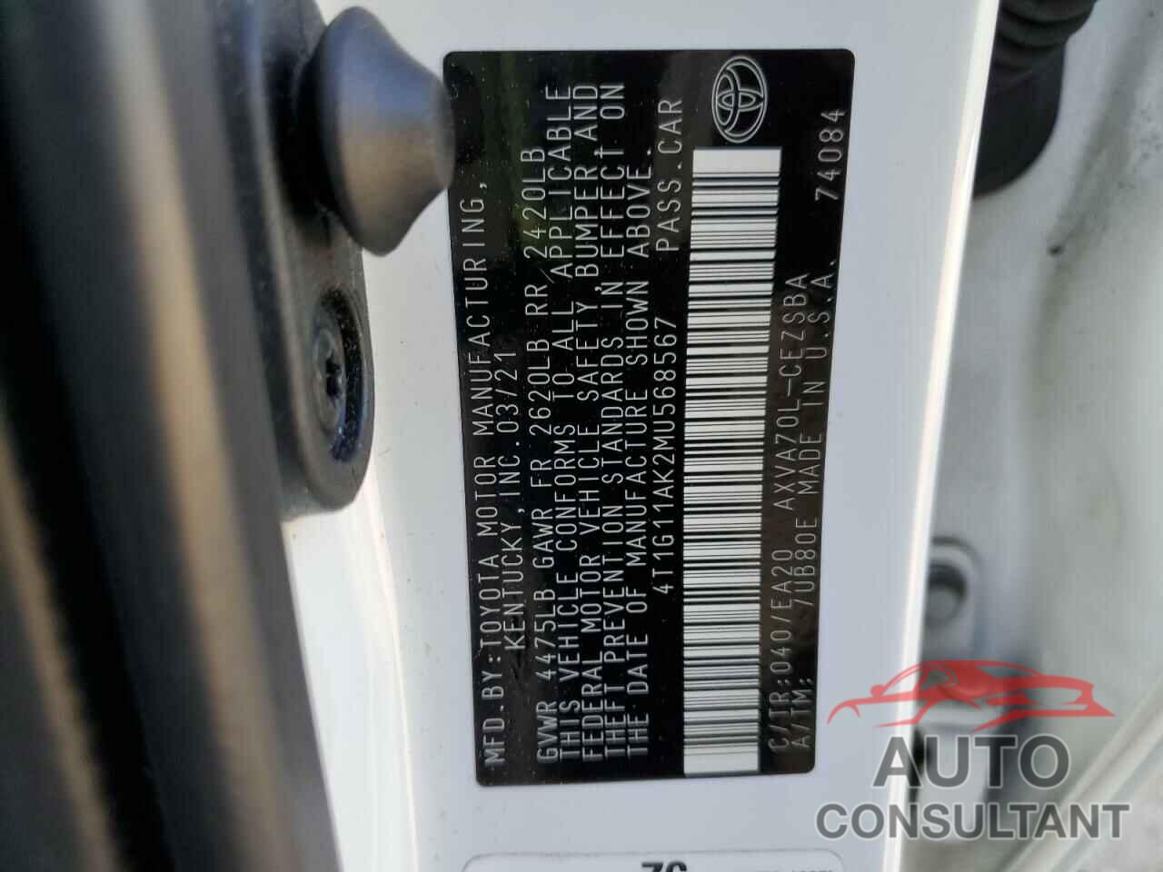 TOYOTA CAMRY 2021 - 4T1G11AK2MU568567