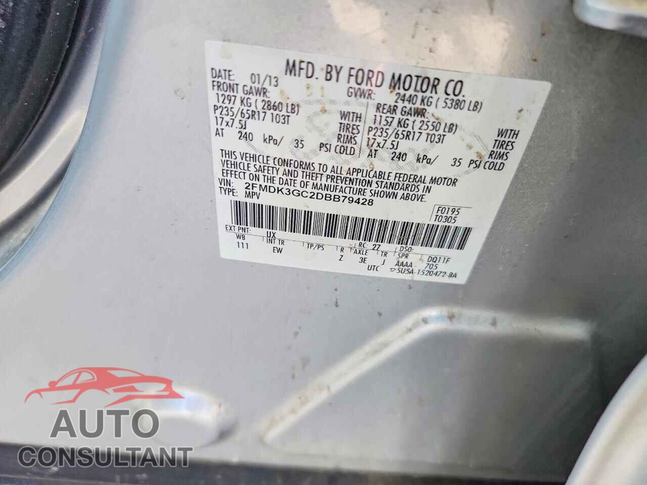 FORD EDGE 2013 - 2FMDK3GC2DBB79428