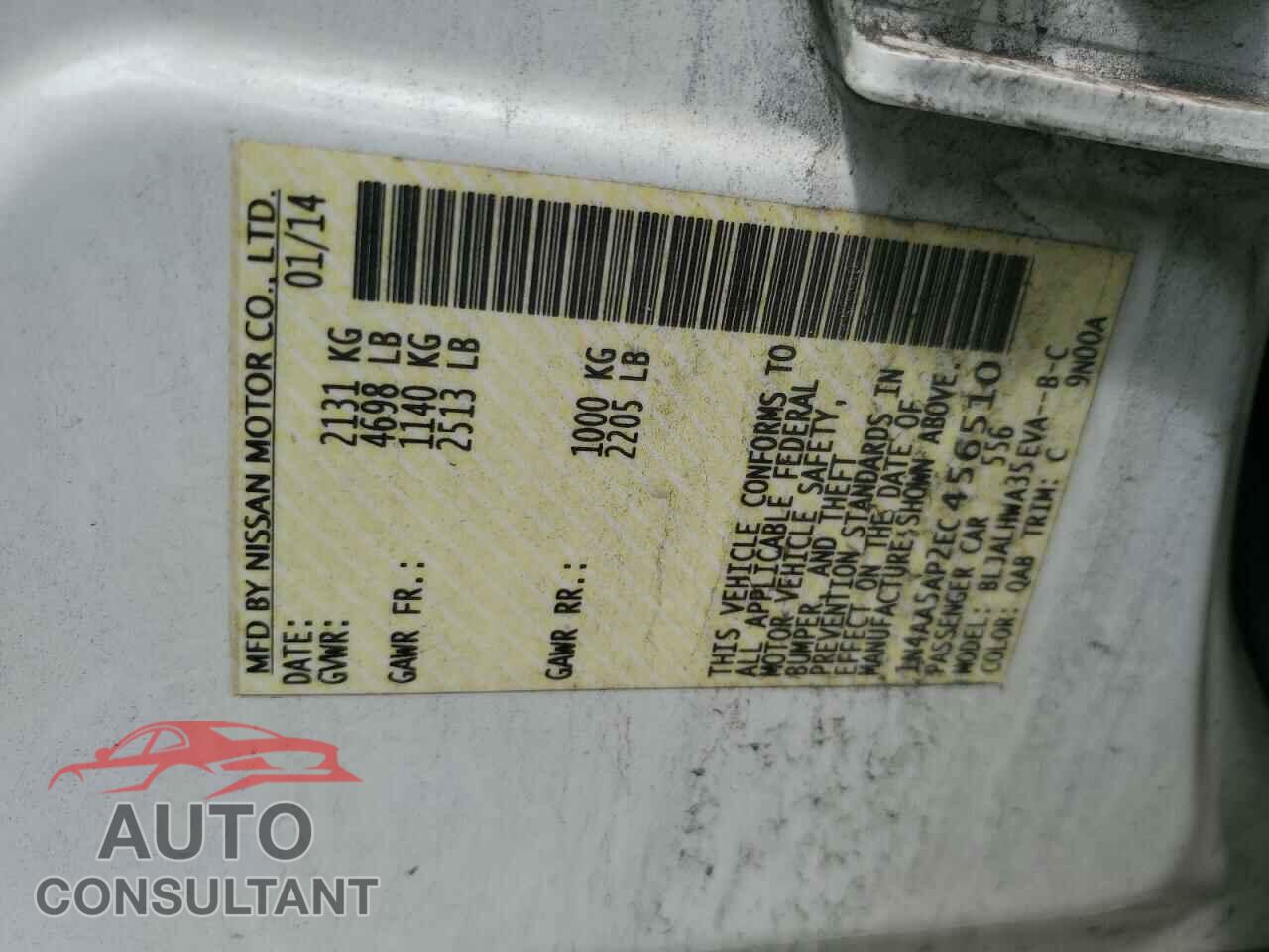 NISSAN MAXIMA 2014 - 1N4AA5AP2EC456510