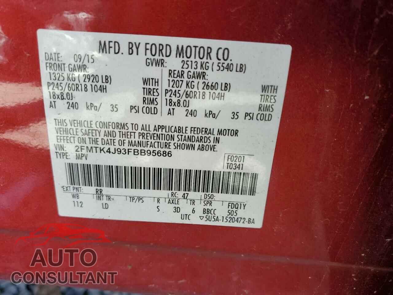 FORD EDGE 2015 - 2FMTK4J93FBB95686