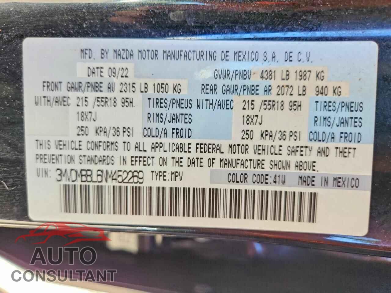 MAZDA CX30 2022 - 3MVDMBBL6NM452269