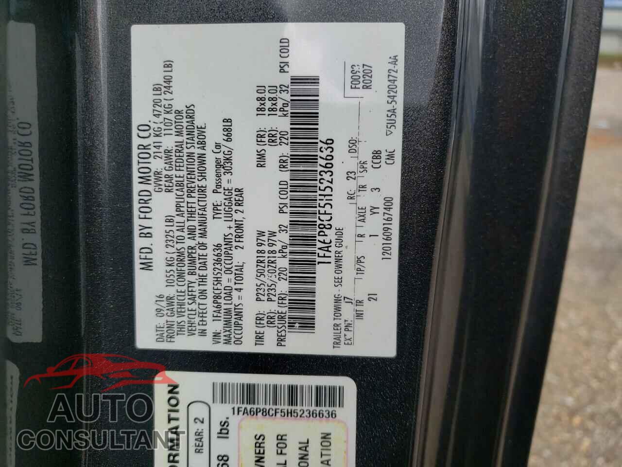 FORD MUSTANG 2017 - 1FA6P8CF5H5236636