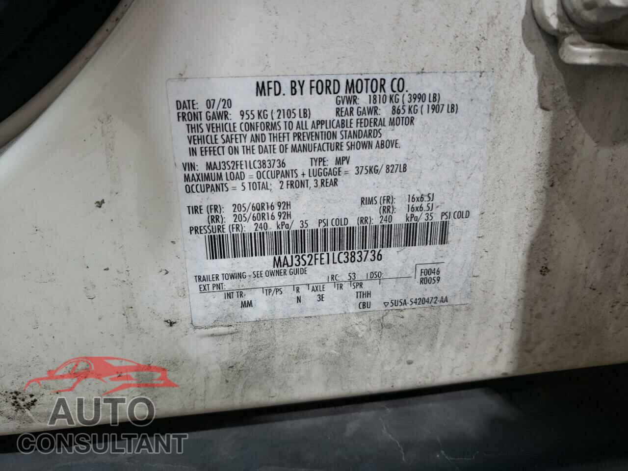 FORD ECOSPORT 2020 - MAJ3S2FE1LC383736