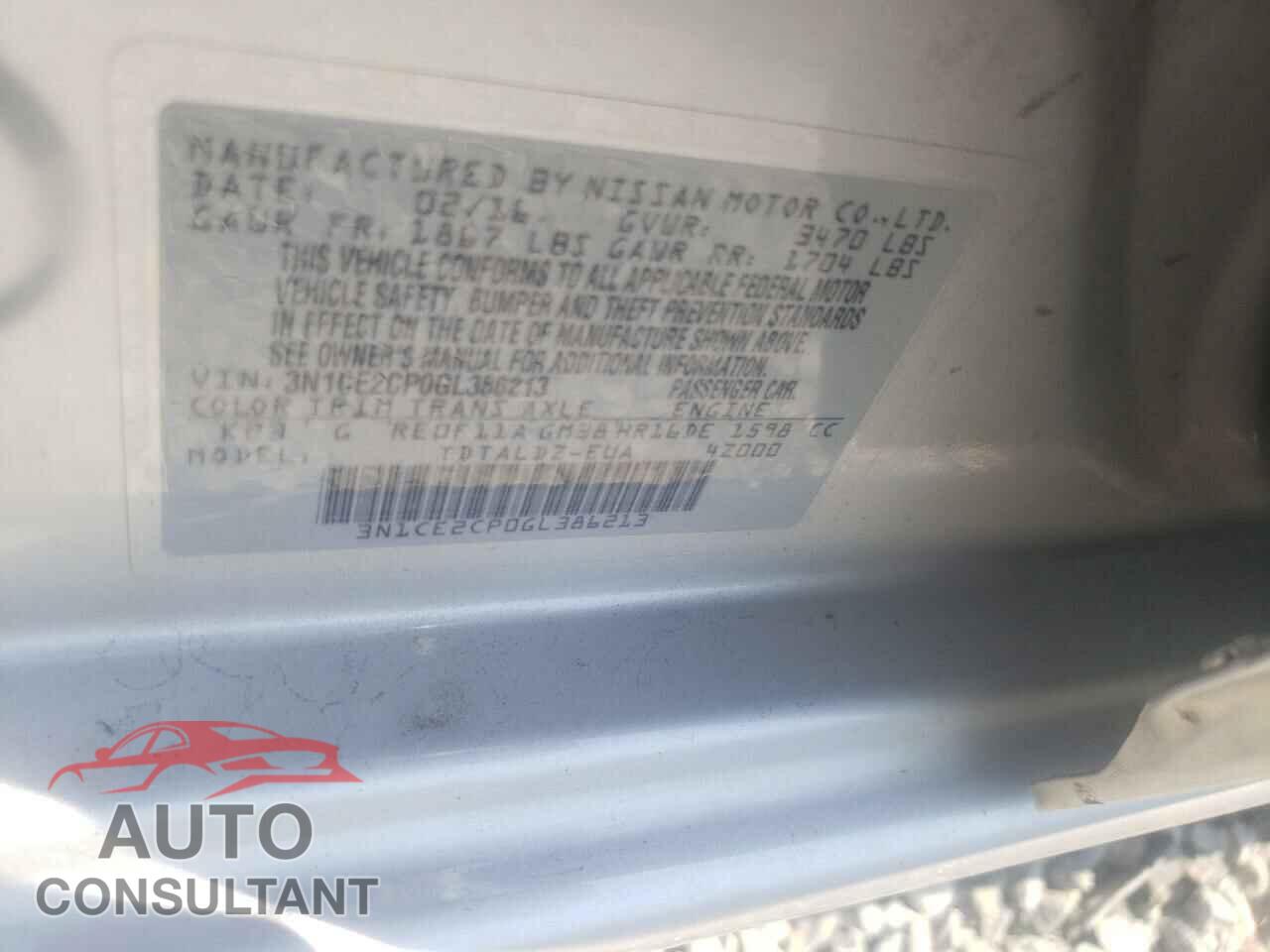 NISSAN VERSA 2016 - 3N1CE2CP0GL386213