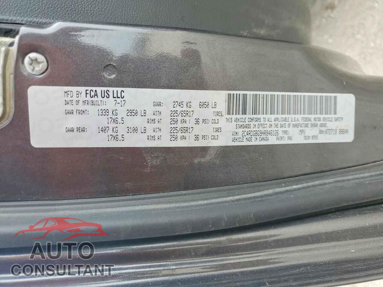 DODGE CARAVAN 2017 - 2C4RDGBG9HR846126
