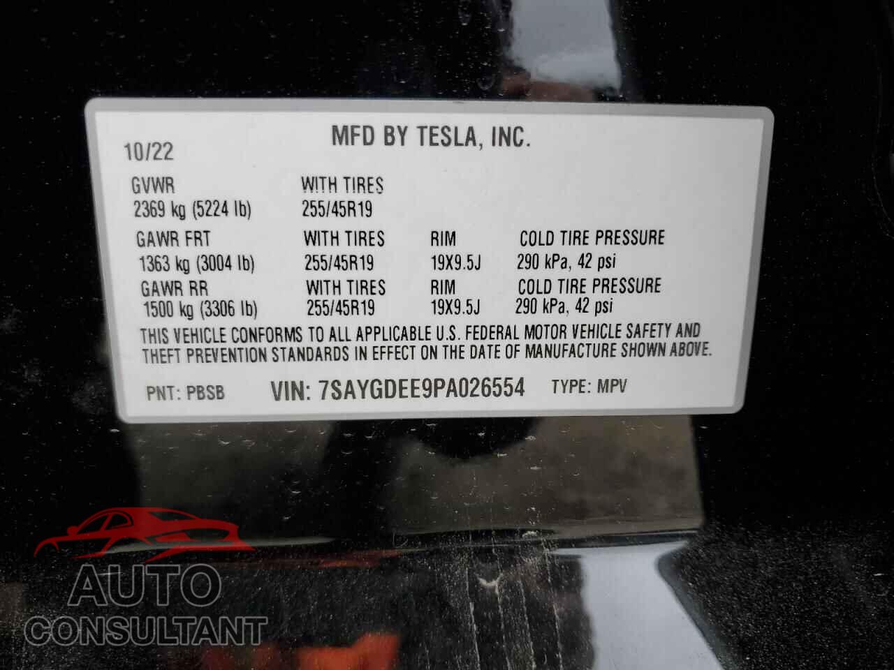 TESLA MODEL Y 2023 - 7SAYGDEE9PA026554
