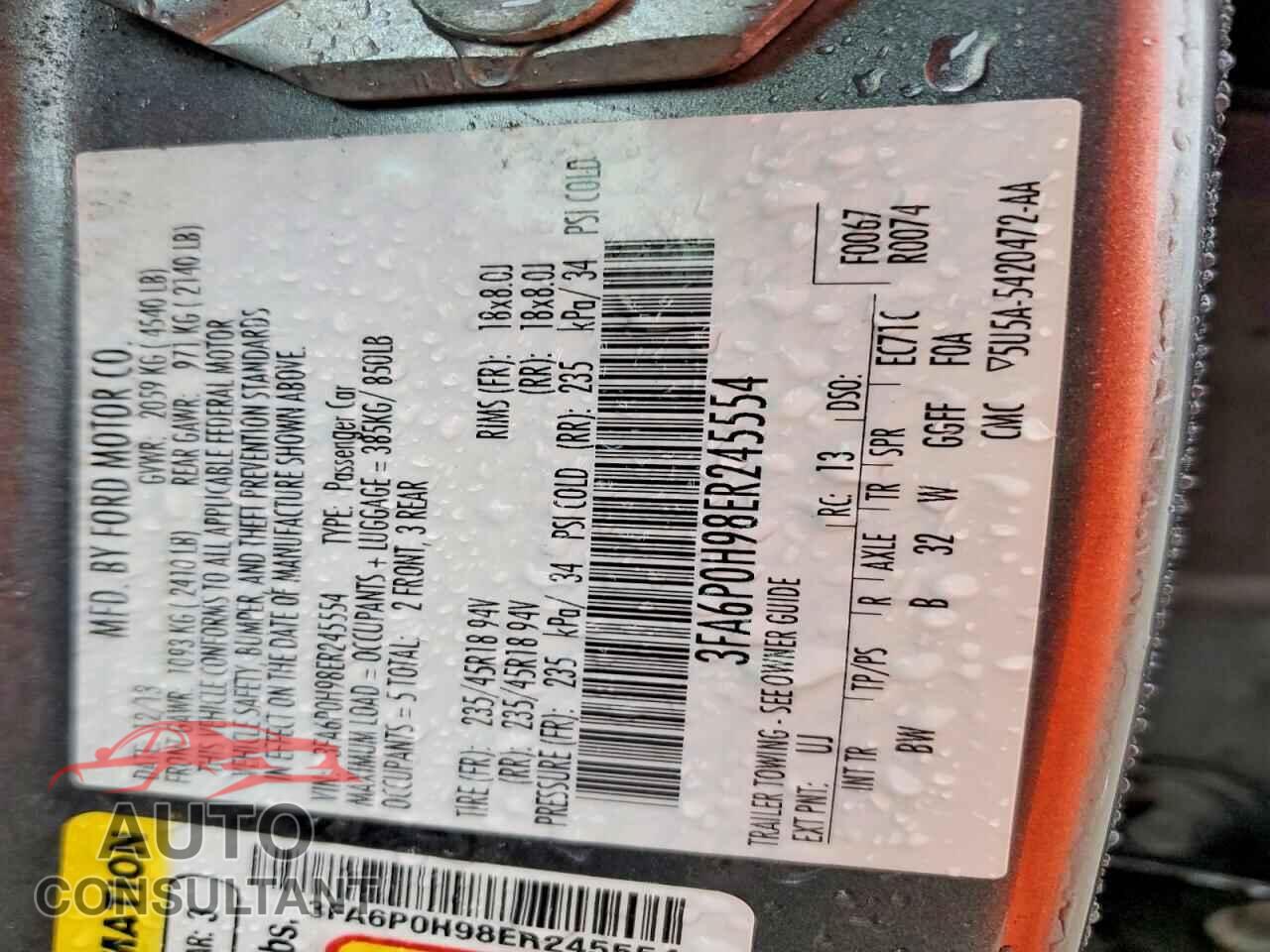 FORD FUSION 2014 - 3FA6P0H98ER245554