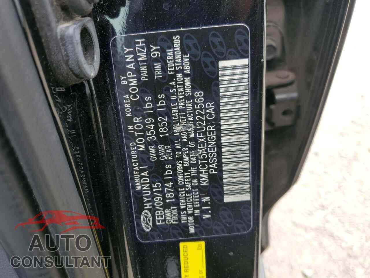 HYUNDAI ACCENT 2015 - KMHCT5AEXFU222568