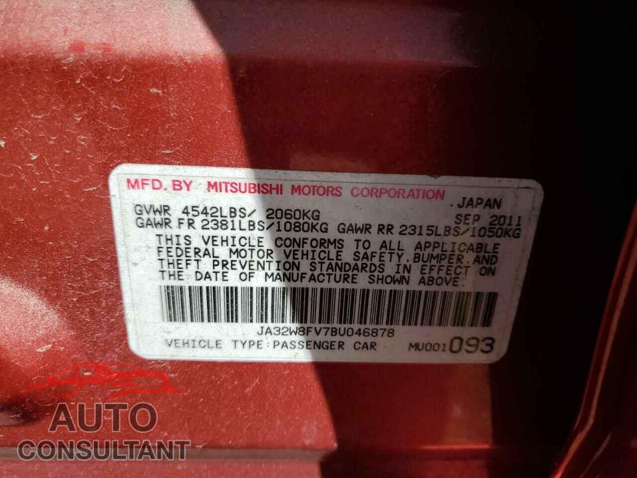 MITSUBISHI EVO 2011 - JA32W8FV7BU046878