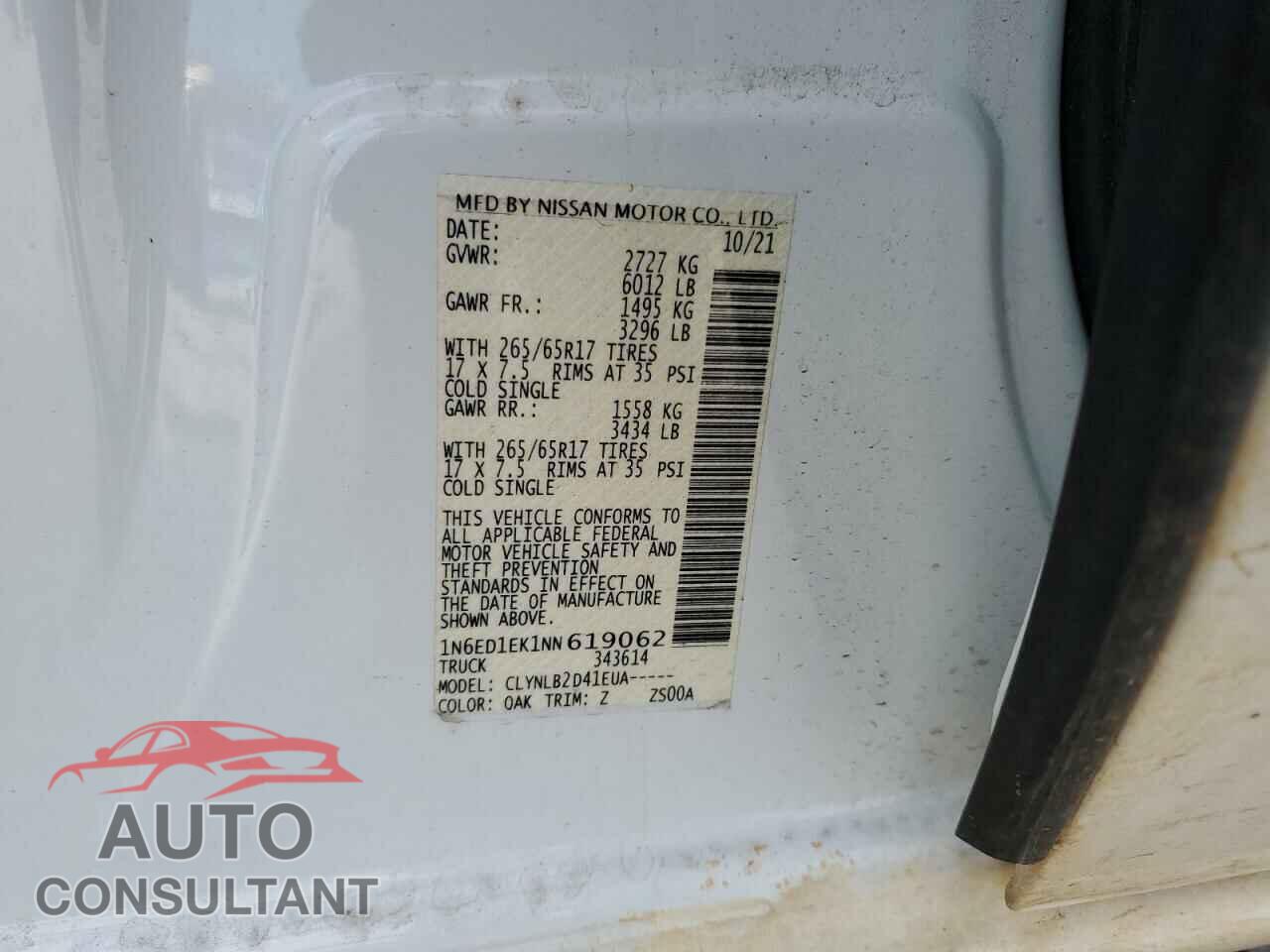 NISSAN FRONTIER 2022 - 1N6ED1EK1NN619062