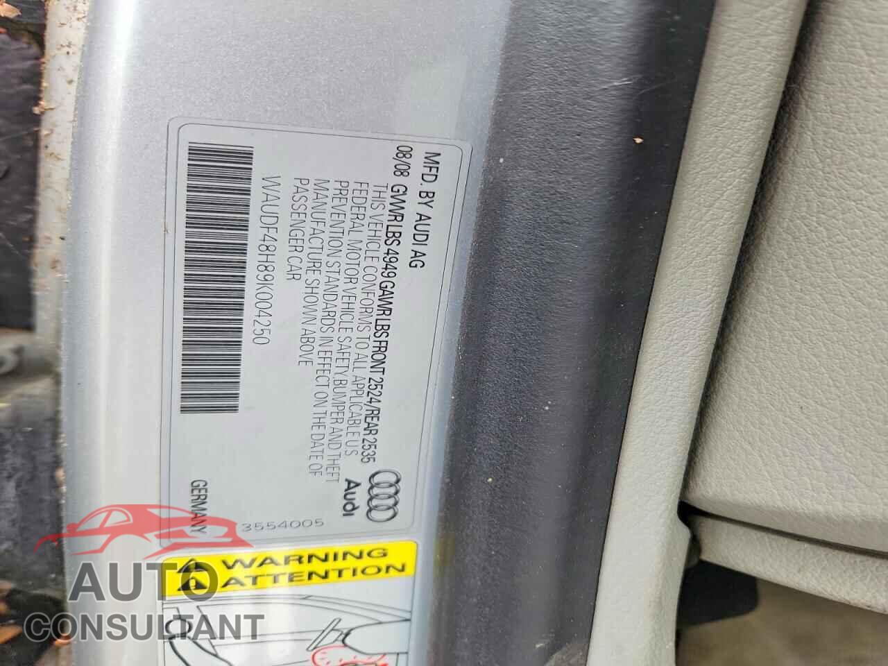 AUDI A4 2009 - WAUDF48H89K004250