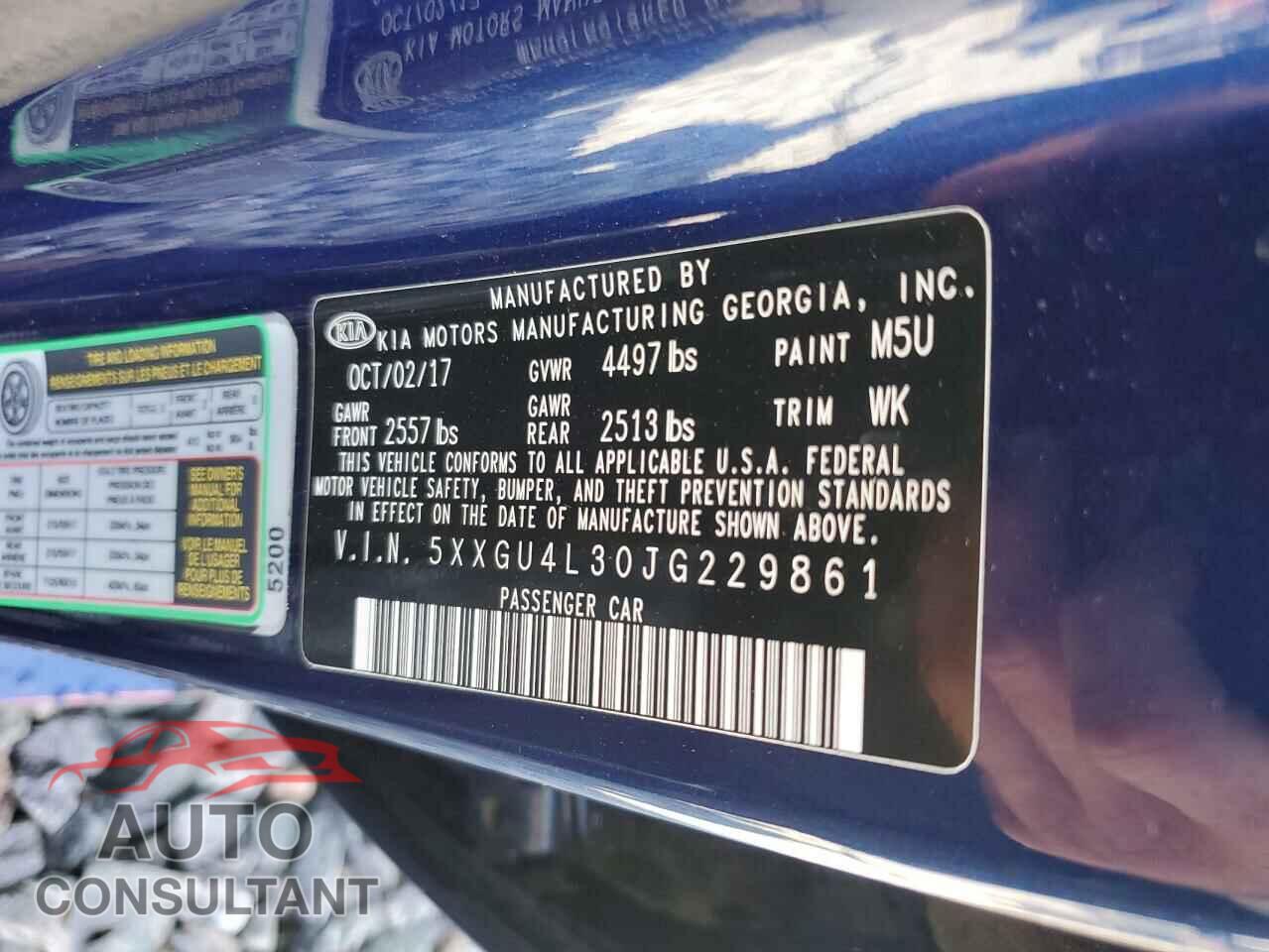 KIA OPTIMA 2018 - 5XXGU4L30JG229861