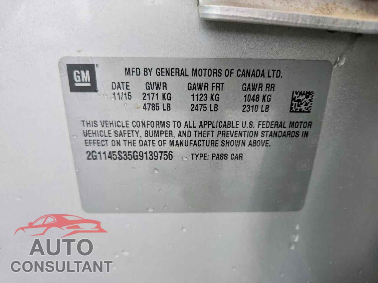 CHEVROLET IMPALA 2016 - 2G1145S35G9139756