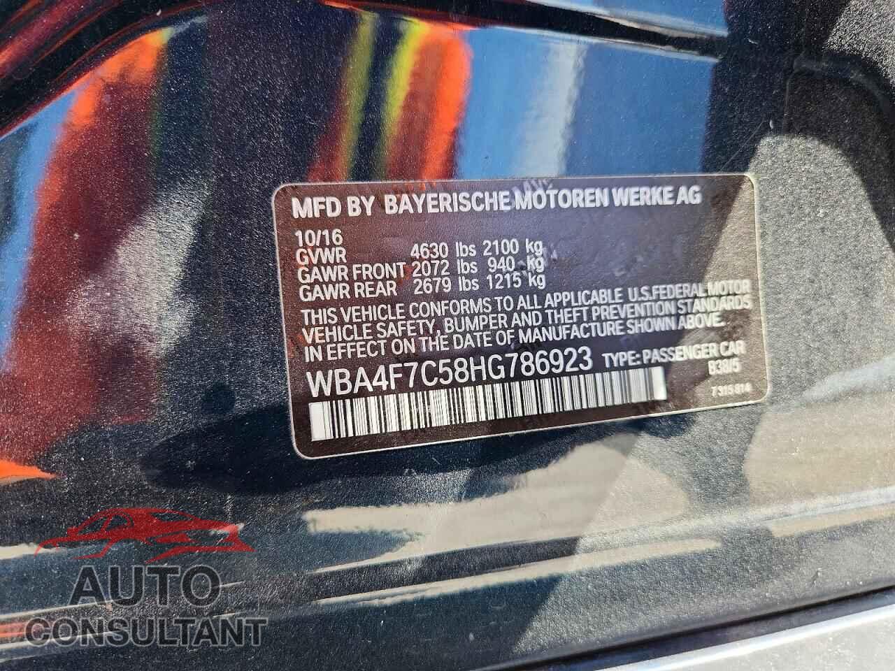 BMW 4 SERIES 2017 - WBA4F7C58HG786923