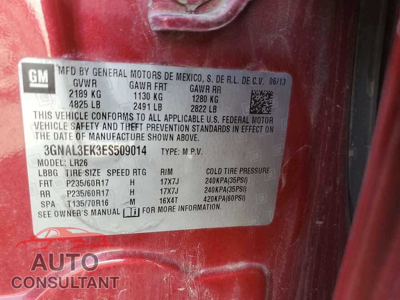 CHEVROLET CAPTIVA 2014 - 3GNAL3EK3ES509014