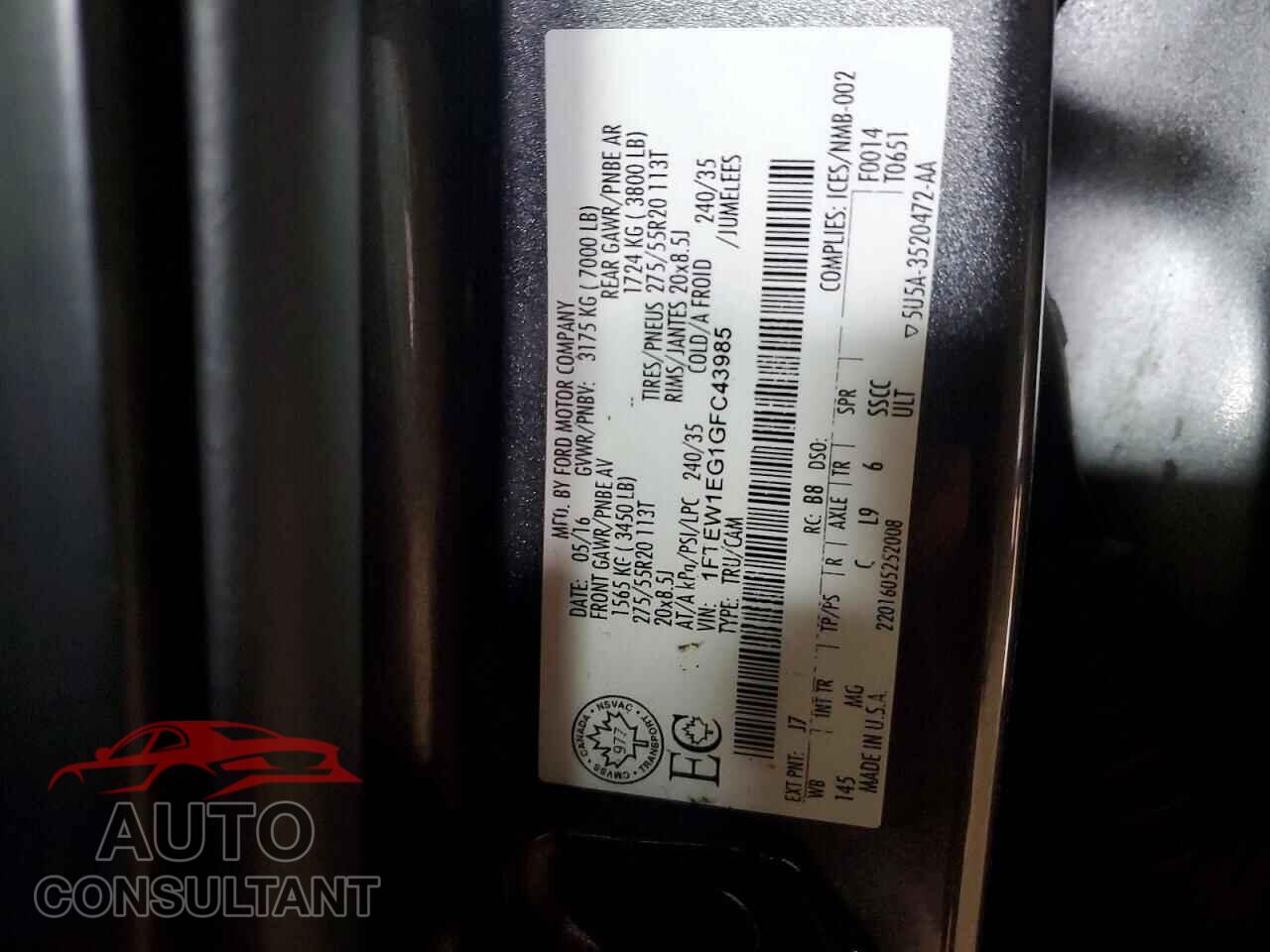 FORD F150 2016 - 1FTEW1EG1GFC43985